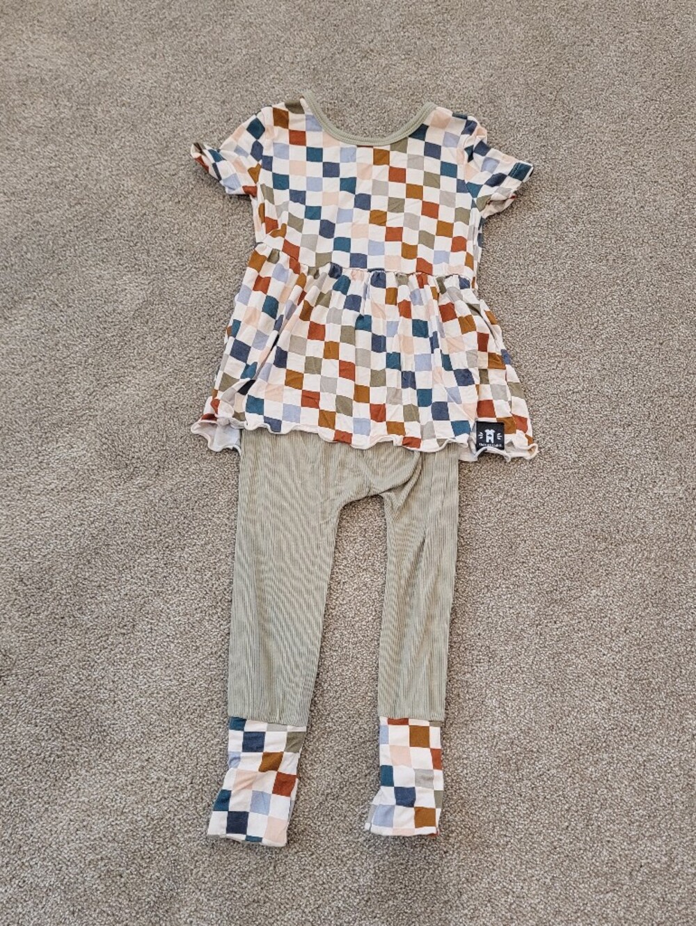 Ready Set Romper Girls Checkerboard Peplum One Peice Multicolor Size 6-12 Months